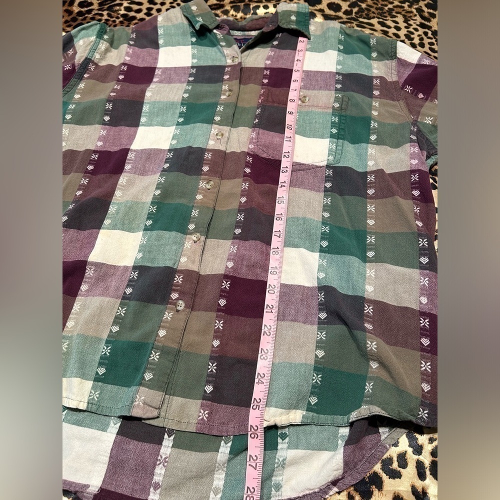 Vintage CST Blues Purple Green & Beige Button Down Shirt - Picture 5 of 6